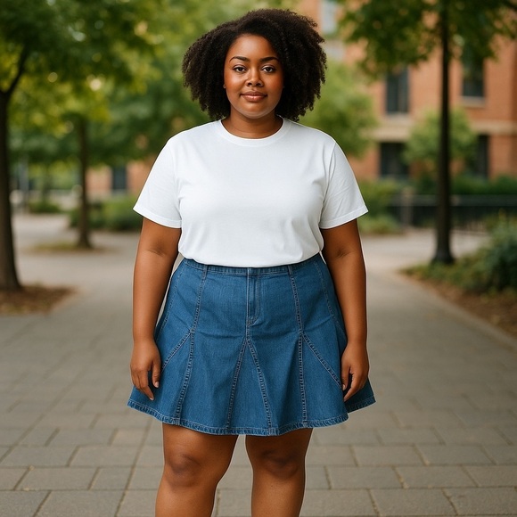 Venezia Dresses & Skirts - Venezia Women’s Size 22 42x22 Denim Flared Skirt 100% Cotton Med Wash Side Zip